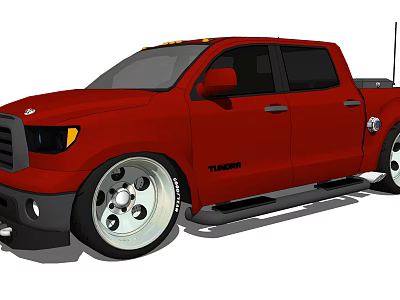 Red Toyota Tundra Pickup Truck With Stylish Exterior And Large Alloy Wheels 3d model