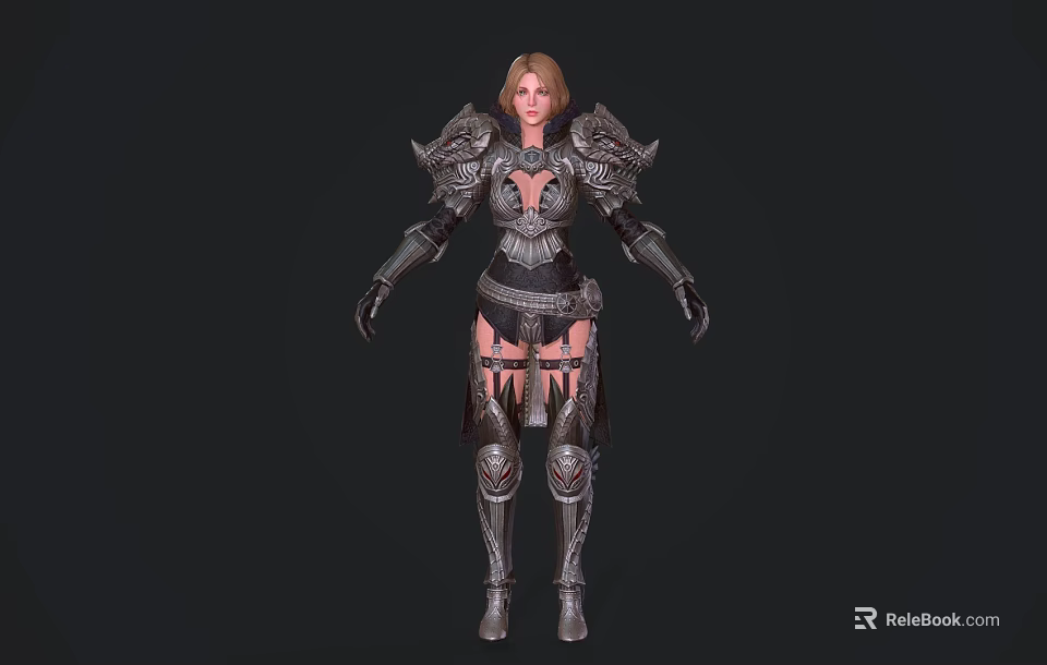 Game Movie Female Warrior Character With Blonde Hair And Detailed Armor For Fantasy RPG 3d model 