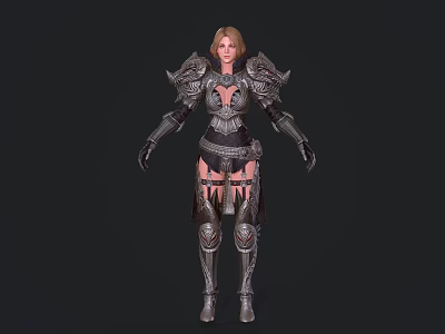 Game Movie Female Warrior Character With Blonde Hair And Detailed Armor For Fantasy RPG 3d model