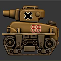 Yellow Tank Model Featuring Black X Mark And Red 88 Number Design 3d model
