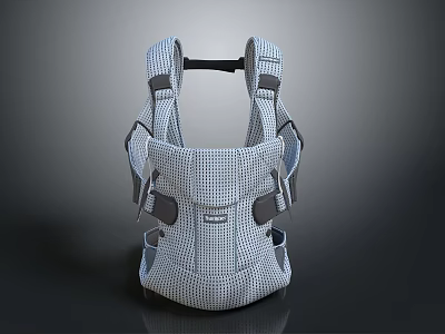 Modern Baby Carrier With Grid Pattern And Gray Adjustable Straps For Comfort 3d model
