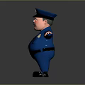 3D Cartoon Police Character Model With Blue Uniform And Outstretched Arms