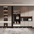 Modern Shoe Cabinet Interior Design With Storage Cabinets Display Shelves And Hanging Hooks
