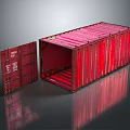 Red Shipping Container With Open Door And Exposed Interior Metal Structure 3d model