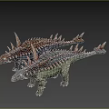 Three Realistic 3D Armored Dinosaurs With Spiked Bodies And Colorful Scales