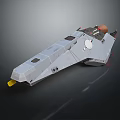 Futuristic Sci Fi Spaceship 3D Model With Gray Hull Yellow Thruster And Circular Modules 3d model