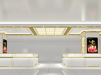 Luxury Jewelry Store Interior Design With Elegant Display Cases And Bright Lighting 3d model
