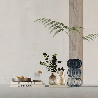 Modern Ornaments Combination Books Fruit Plate Vase Ornaments 3d model