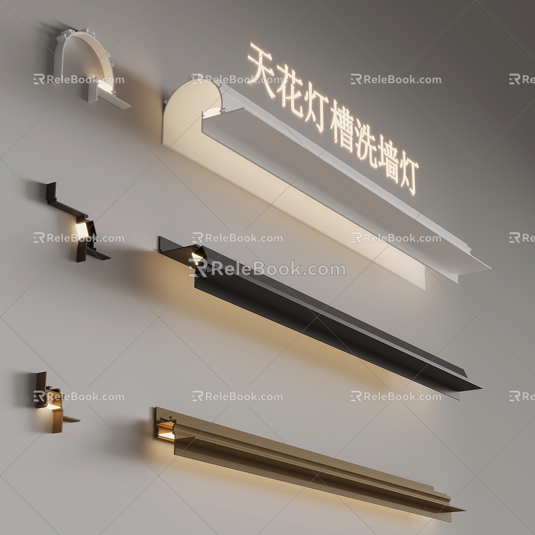 ceiling lamp trough wall washer 3d model