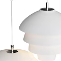 Modern Chandelier Interior Design With Layered White Shades And Black Gold Accents