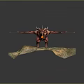 Red Spiked Dragon Breathing Fire Standing On Grass And Dirt Island