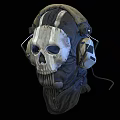 Tactical Skull Pattern Hat With Headphones And Mask Design Elements