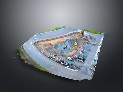 Construction Site With Road Vehicles Heavy Equipment And Dirt Terrain 3d model