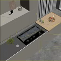 Modern Kitchen Interior Design With Gas Hob Appliance And Island Countertop Cabinets