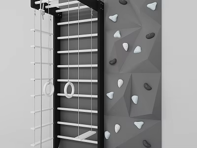 Fun Kids Bed With Climbing Frame And Rock Climbing Wall For Children Play 3d model