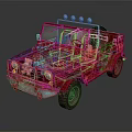 Red Vintage Off Road Convertible Car With Roof Lights And Teddy Bear
