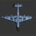 Blue Sci Fi Aircraft Model With Futuristic Design And Multiple Wings