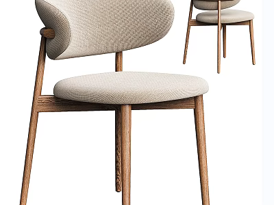 Modern Leisure Chair with Upholstered Seat and Solid Wooden Legs Design 3d model