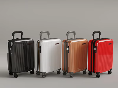 Modern Hard Shell Rolling Suitcases In Black White Copper Red Colors 3d model