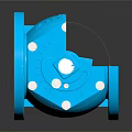 Blue Industrial Valve With Flange Connection And Machinery Equipment Design