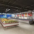 Spacious Modern Supermarket Interior With Fresh Fruit Vegetable Displays Promotional Hanging Signs And Bright Lighting
