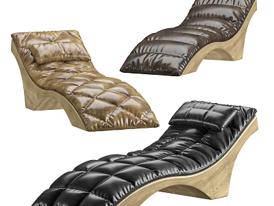 Modern Leather Lounge Chairs With Padded Seats And Wooden Base 3d model