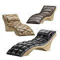 Modern Leather Lounge Chairs With Padded Seats And Wooden Base