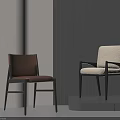 Brown Leather and Beige Upholstered Dining Chairs in Modern Designer Style