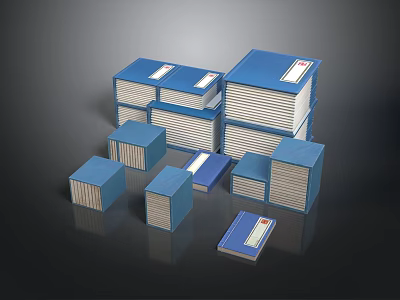 Modern Blue Storage Furniture Featuring Stacked And Separately Placed Boxes Of Various Sizes 3d model