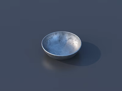 Silver Metal Tableware Set with Shiny Bowl for Modern Kitchen Dining 3d model