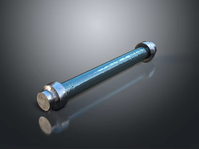 Industrial Metal Steel Bolt With Cylindrical Shaft And Polished Shiny Surface On Reflective Base 3d model