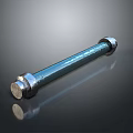 Industrial Metal Steel Bolt With Cylindrical Shaft And Polished Shiny Surface On Reflective Base