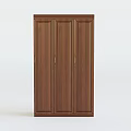 Brown Wooden Wardrobe With Three Doors And Simple Design For Bedroom Storage