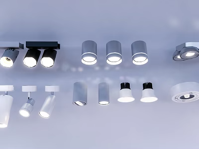 Modern Downlights And Spotlights In Various Styles For Indoor Ceiling Lighting 3d model