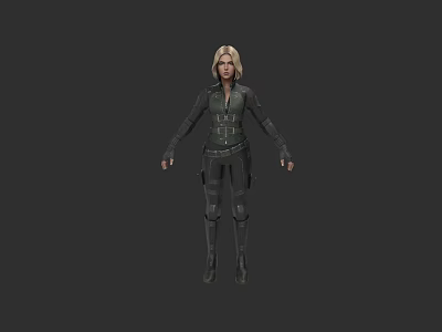 Blonde Game Movie Character In Tactical Dark Outfit With Armor And Combat Details 3d model