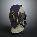Futuristic Tech Helmet Design With Dark And Beige Yellow Accents Sensor Interface And Side Cables