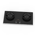 Modern Black Glass Gas Stove With Two Burners And Knob Controls