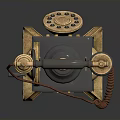 Vintage Brass Telephone Classic Electronic Appliance With Retro Handset And Coiled Cable Design