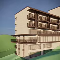 Modern Multi Storey Hotel Building With Light Colored Facade Balconies And Green Hillside