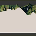 3D Mountain Landscape Model Featuring Green Hills Rolling Contours and River Path on White Base 3d model