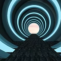 Activity Passage With Bright Glowing Rings And Illuminated Tunnel Path