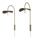 Modern Wall Lamps With Metallic Leaf Shaped Shades And Transparent Bulbs In Gold Black Finishes