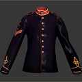 Purple Formal Uniform With Red Collar Gold Buttons And Decorative Sleeve Emblems
