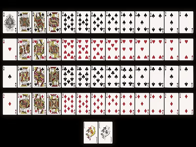 Full Deck of Playing Cards with Various Suits for Classic Card Game Entertainment 3d model