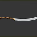 Ornate Scimitar Weapon With Red And Gold Decorative Handle And Sharp Blade