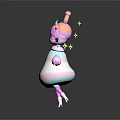 Cute Game and Movie Character with Pastel Pink Blue Gradient Star Hat Elf Ears and Floating Stars