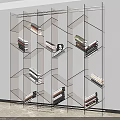 Modern Open Bookcase With Metal Frame And Geometric Shelves Holding Books
