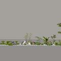 Small Bonsai Potted Plants With Various Greenery Stones And Moss In Indoor