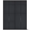 Black Modern Wardrobe with Vertical Stripes and Multiple Doors Design 3d model