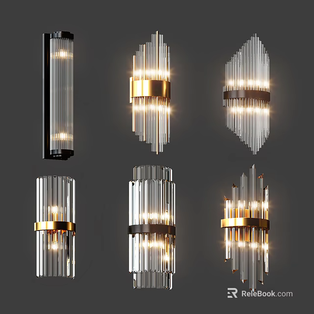 Modern Wall Lamps With Glass Shades And Metal Frames For Home Decor 3d model 